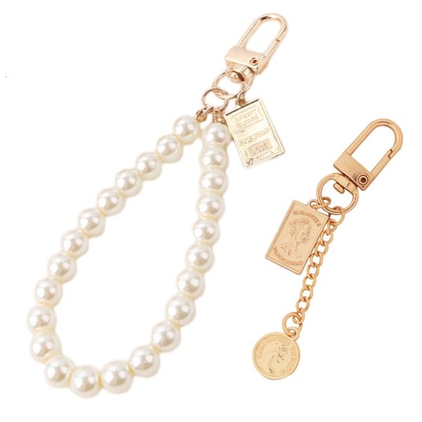 

new creative ancient coin pearl keychain for women ladies bag pendant accessories, Silver
