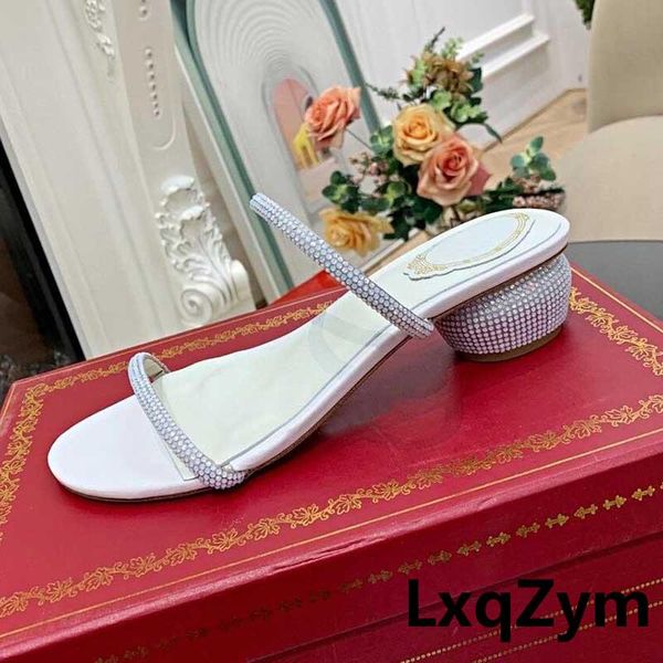 

slippers 2021brand summer women flip flop peep toe bling rhinestone ladies mid heel female crystal glitter woman singback, Black