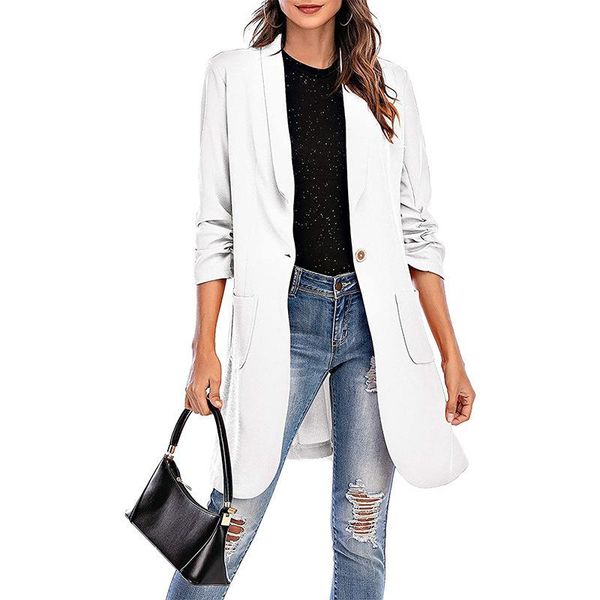 

women's suits & blazers coat office casual solid color blazer women autumn black oversized elegant business 2021, White;black