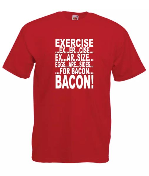 

exercise bacon xmas gift idea mens women t shirts multi-color s-2xl, White;black