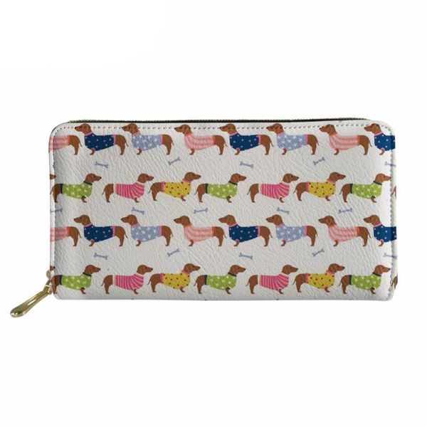 

wallets cute 3d puppy dachshund printed woman's long pu leather wallet fashion brand waterproof holder big purse murse sumka, Red;black