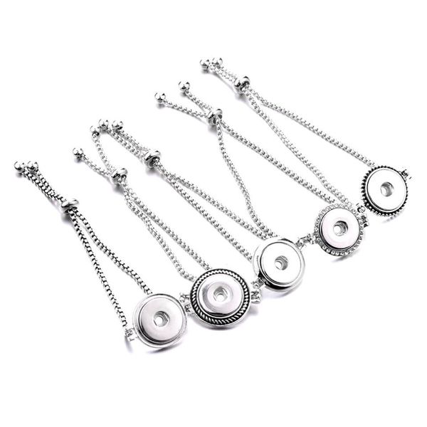 Ciondoli con bottone a pressione Noosa in lega d'argento Braccialetto scorrevole Fit 18mm Bottoni a pressione Gioielli per donna uomo