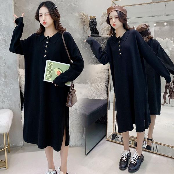 

maternity dresses 1886# clothes spring autumn cotton long sleeve loose stylish a line dress for pregnant women mom, White