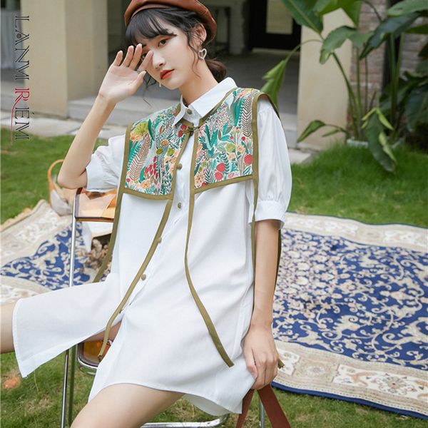 

women white blouse lapel long sleeve loose fit lady shirt fashion tide spring and summer arrivals 2e2001 210507