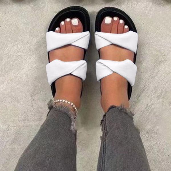 

sandals fashion weave slippers women square toe flat casual shoes slide 2021 summer flip flops beach sandal slipper big size, Black