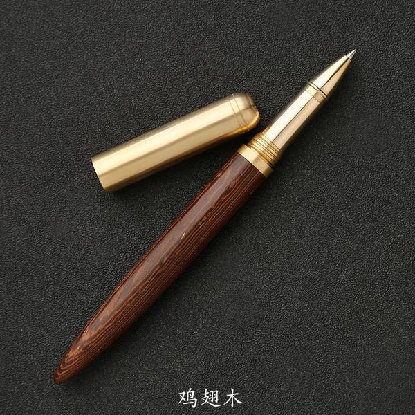 

ballpoint pens 5 colors luxury wood and copper roller ball pen school office stationery fashion writing for business gift, Blue;orange