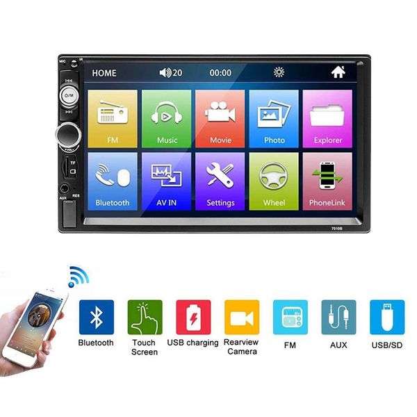 

car video hd 7-inch dual-ingot mp4 bluetooth hands-call reversing 7010b mp5 player