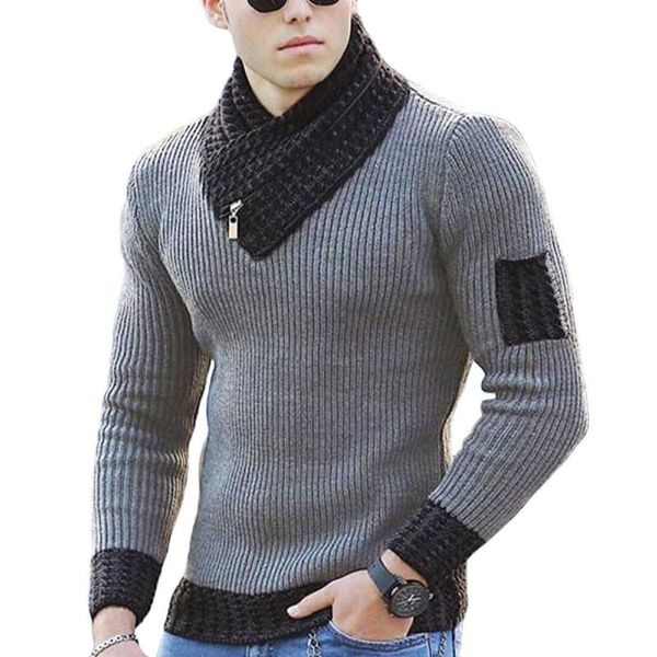 

men's sweaters autumn winter turtleneck men casual slim knitted sweater solid fullsleeve scarf collar jumper 3xl pullovers, White;black