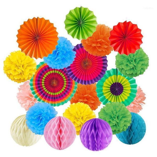 Seidenpapier-Fächer, Party, Geburtstag, mexikanische Fiesta, zum Aufhängen, Heimdekoration, DIY-Pompoms, Blumenwabenball-Dekoration1