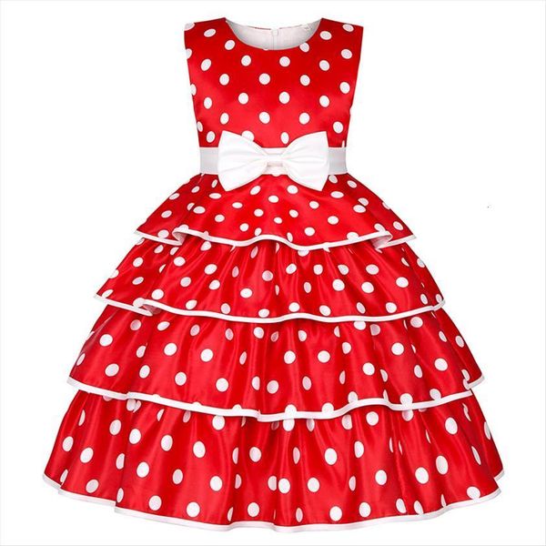 

princess baby girls dot flower girl dress elegant wedding party toddler christmas vestidos formal children kids clothing, Red;yellow