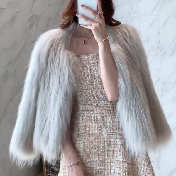 

women's jackets [ewq] spring female elegante single breasted cashmere minimalist loose solid color heavy faux fur cardigan coat 8y037 3, Black;brown