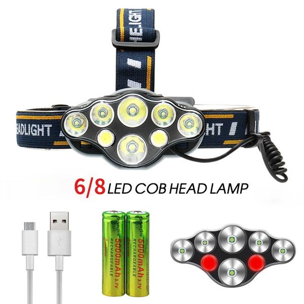 

headlamps 6/8 led head lamp headlamp t6 + xpe cob torch lantern spotlight dropship