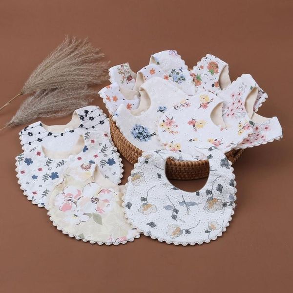 

baby bibs princess embroidery floral bandana saliva towel born feeding scarf w89e & burp cloths