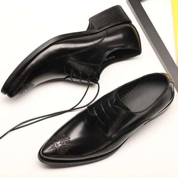 

dress shoes cosidram oxford men spring autumn formal pointed toe classic genuine leather 2021 trend rmc-020, Black