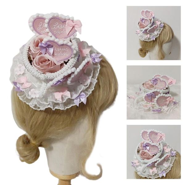 

other event & party supplies girls lolita headdress ruffle lace bowknot cosplay royal style kawaii flower cream cup hairpin vintage hair cli