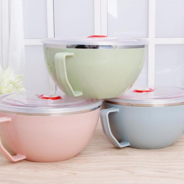 

stainless steel noodle bowl with handle container rice soup bowls