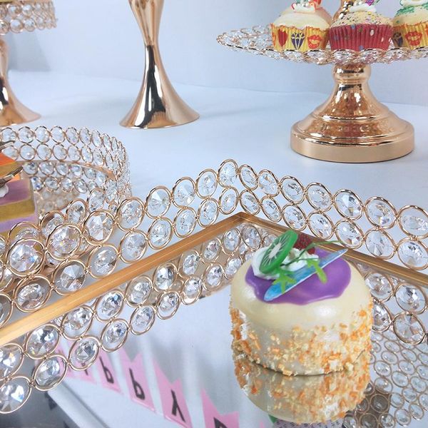 

other bakeware 1pcs square lagre mirror cupcake stand crystal metal creative home large fruit plate basket set cake tool