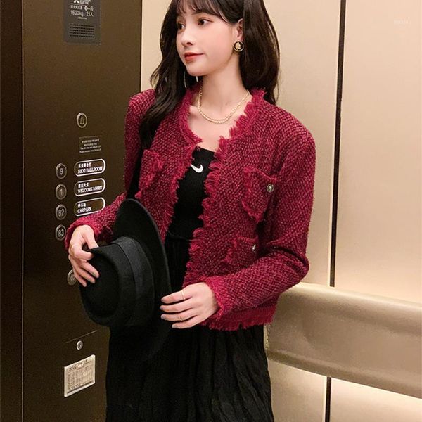 

women's jackets jacket women spring and autumn small fragrance wind korean student clothing fringed short coat, Black;brown