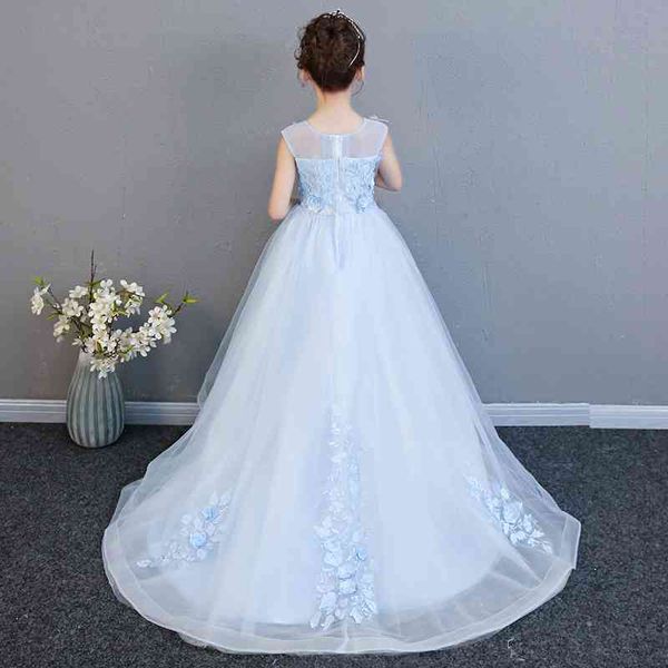 

children's princess dress girls' fluffy yarn tail flower children's piano performance small host walk show evening dress, Red;yellow