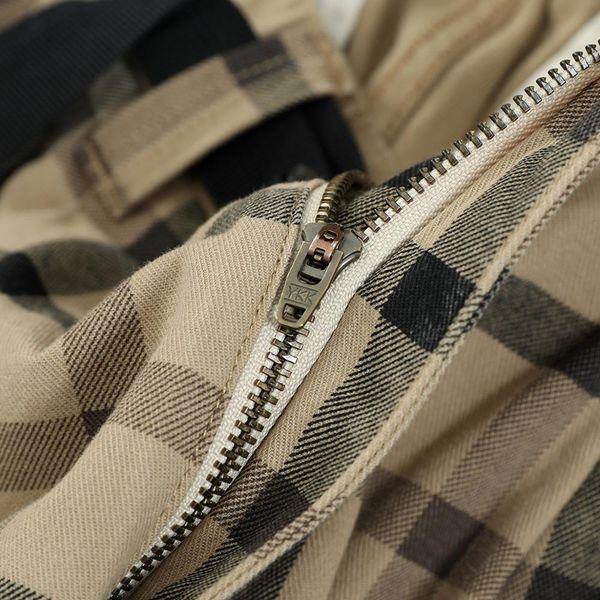 

spring winter plaid loose cargo pants check elastic waist trousers hip hop streetwear sj171172 ksqd, Black