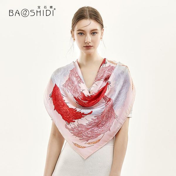 

scarves [baoshidi ]100% silk scarf,16m/ thick 106*106cm infinity square scarves, hand rolled,fashion pure natural scarf women, Blue;gray