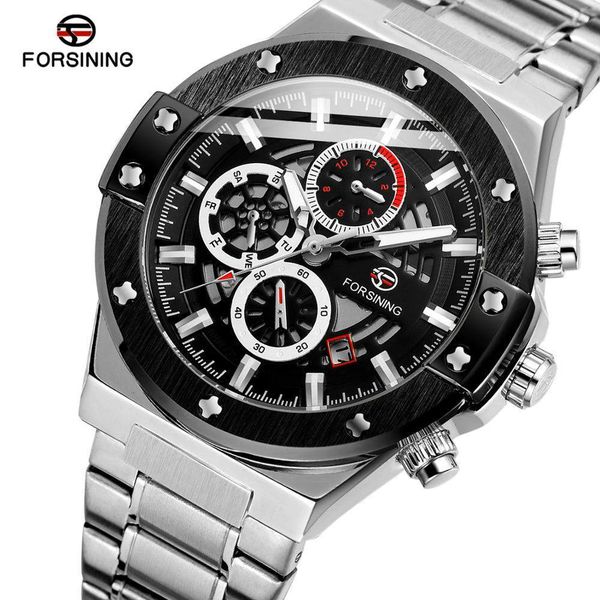 

new research men mechanical clock 6-hands date multifunctional lighting hands automatic man stalin belt relogio masculino, Slivery;brown