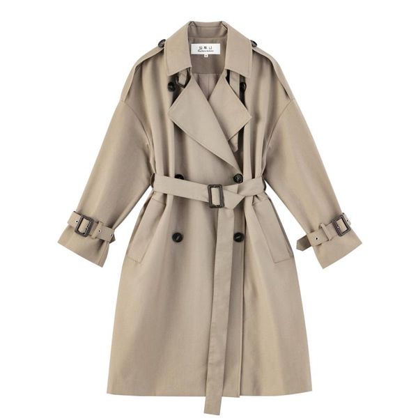 

women's trench coat 2021 spring and autumn coats, Tan;black