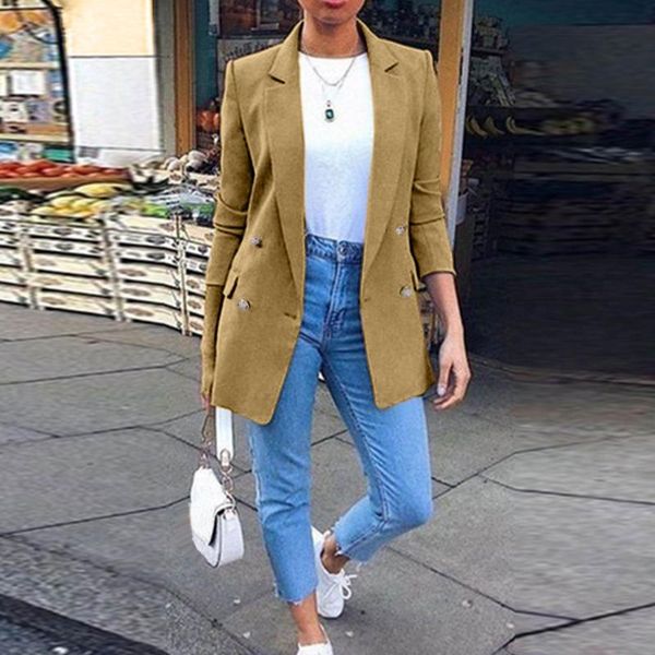 

women's suits & blazers elegant office lady solid blazer coat women notched collar ol formal suit pockets jacket female long sleeve out, White;black