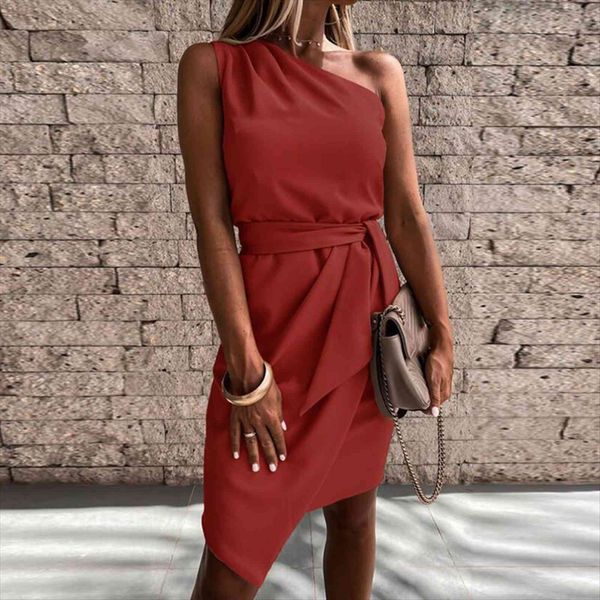 

office diagonal collar women dress hollow out summer casual solid slim fit elegant female sleeveless party vestido, Black;gray