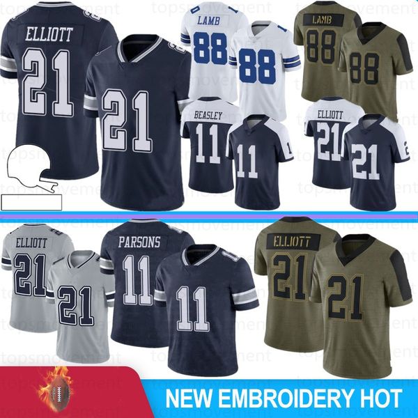 

micah parsons 21 ezekiel elliott 2021 men football jerseys 88 ceedee lamb 7 trevon diggs 4 dak prescott leighton vander esch amari cooper st, Black;red