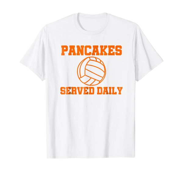 

pancakes served daily volleyball libero t-shirt, White;black