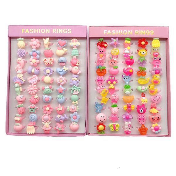 

2021 childrens fashion ring box 50 cartoon frosted gold gift cute plastic hand decoration box, Red;brown