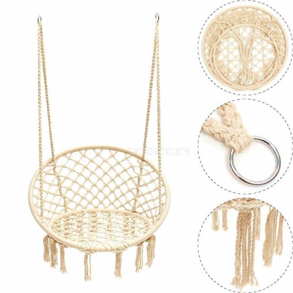 

handmade knitted round hammock outdoor indoor dormitory bedroom hanging chair for child swinging single safety games & activities