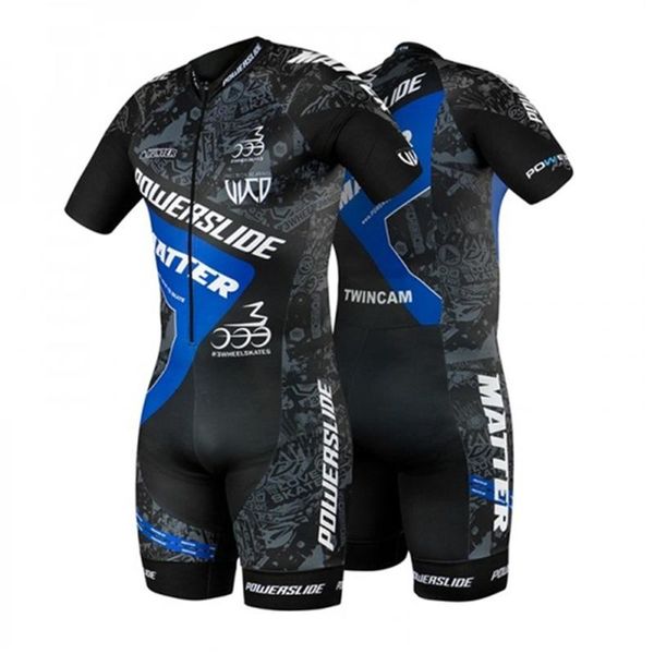 

racing sets powerslide mens cycling triathlon suit speed roller skate skinsuit fast skats mtb clothing skating jumpsuit, Black;blue