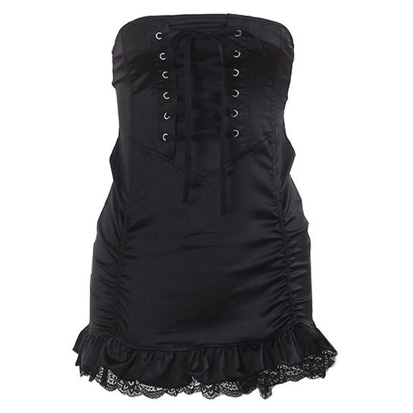 

skirts 2021 spring and autumn street fashion black stitching lace high waist slim hip skirt for women