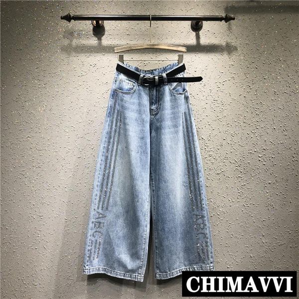 

cowboy wide-legged trousers women 2021 high waist jeans female spring and summer loose thin straight denim pants women's, Blue