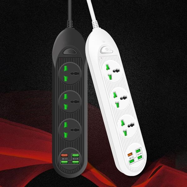 

smart power plugs strip with 3 outlets 4 usb qc3.0 18w ports 3000w 16a 6.5 feet extension cord surge protector