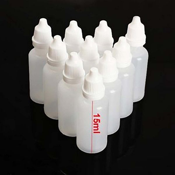 

40#50pcs 15ml plastic squeezable eye liquid dropper bottles with childproof cap refillable home tools storage boxes & bins
