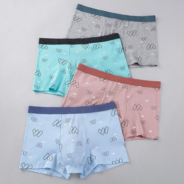 

underpants style printed cotton men's boxer shorts u-convex comfortable underwear men breathable boxers briefs boys classic 2021, Black;white