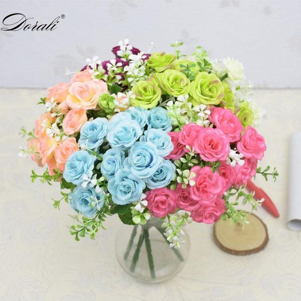 

decorative flowers & wreaths 30 cm mini rose 1 bouquet 15 flower head silk branches fake artificial for decor wedding holding