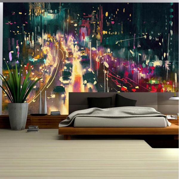 

wallpapers youman custom murals hand drawn city night landscape wallpaper furniture design for living room decor girls bedroom