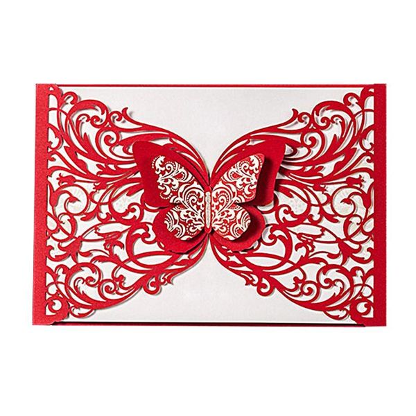 

greeting cards wishmade 1pcs red wedding invitation with gold foil butterfly style for engagement bridal shower party supplies