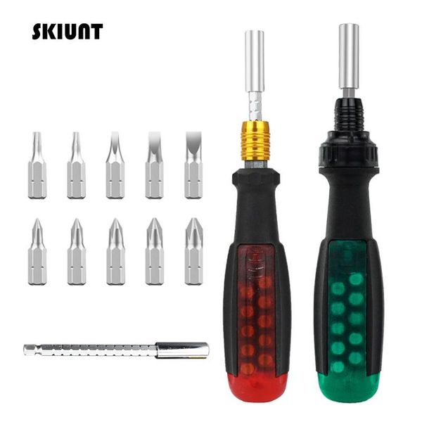 

hand tools skiunt ratchet screwdriver set 11pcs magnetic slotted torx screw driver bits adjustable rotation household repair