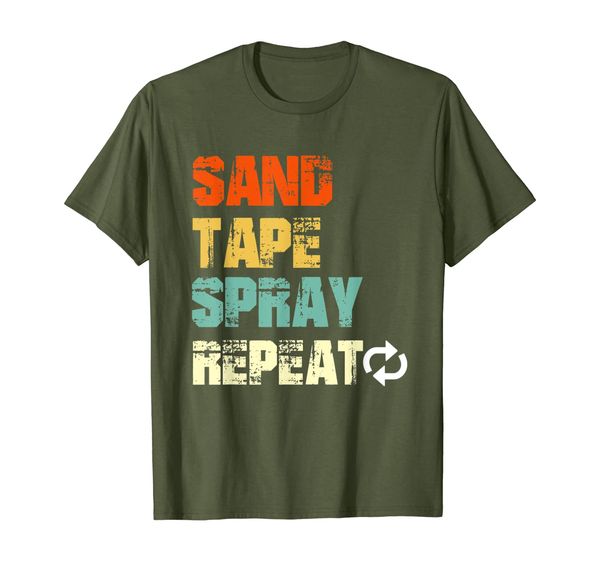 

sand tape spray repeat t-shirt automotive car painters gift, White;black