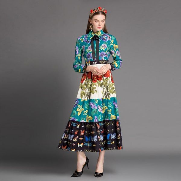

casual dresses european station in the spring and summer of women's wear pleated long dress national style sleeve, Black;gray
