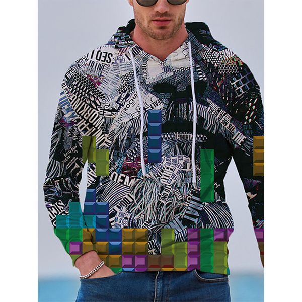 

colorful skull design pattern men s 3d printed hoodie visual impact party punk gothic round neck american sweatshirt, Black