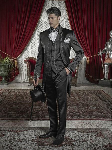 

fashionable with embroidery groom tuxedos men's party prom dress custom made business suits(jacket+pants+vest) k:087 suits & blazers, White;black