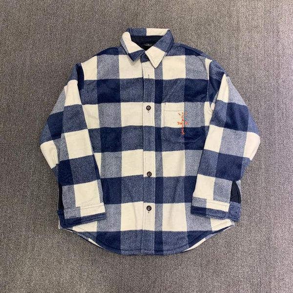 

men's jackets travis scocacuts jack wool jacket hip hop streetwear cotton lining plaid coat thick warm winter, Black;brown