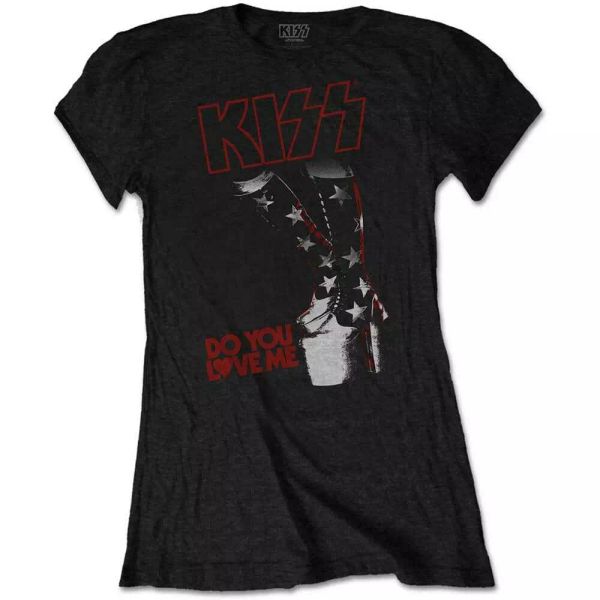 

ladies kiss do you love me licensed women ladies t-shirt, White;black