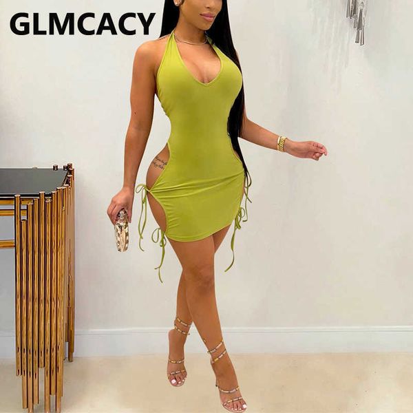 

halter cut out bodycon party club mini dress 210702, Black;gray